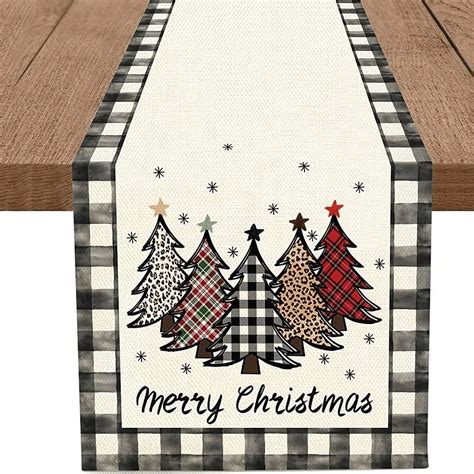 Christmas Decoration Linen Burlap Table Cloth Buffalo Plaid Christmas