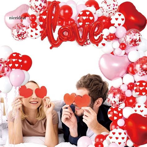 Nice Valentine Day Balloon Garland Kit Rose Petal Decorations