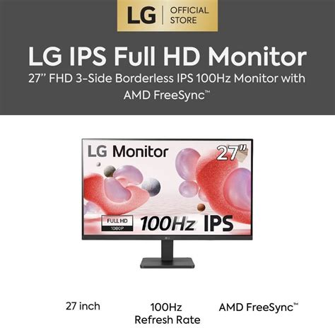 LG 27 FHD 3 Side Borderless IPS 100Hz Monitor With AMD FreeSync