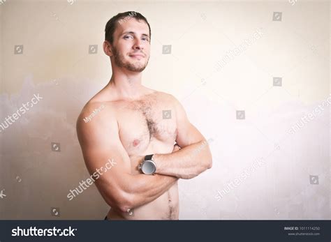 Portrait Smiling Handsome Man Naked Torso Stock Photo 1011114250 Shutterstock