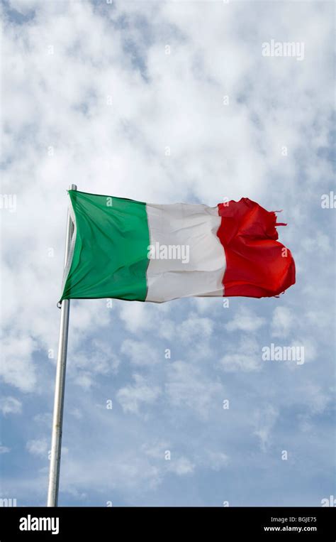 Italy Italian Flag Flags Pole National Identity Flutter Fluttering In