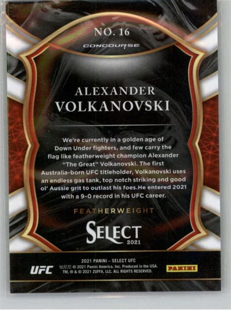 Panini Select Ufc Alexander Volkanovski Featherweight