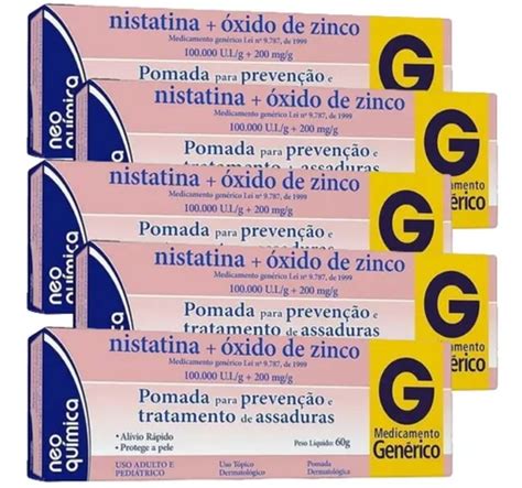 Kit 5 Pomadas Assadura Nistatina Óxido De Zinco 60g MercadoLivre