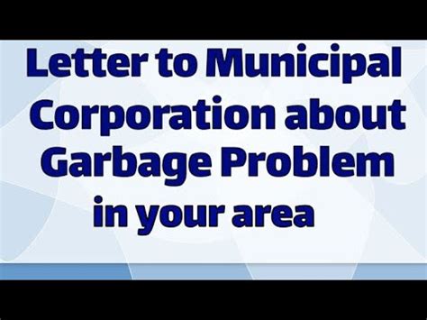 Formal Letter Writing To Municipal Corporation Commissioner About