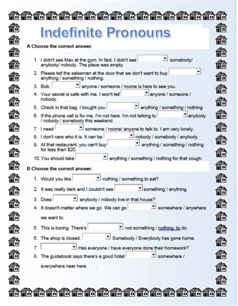 Indefinite Pronouns For Grade 1 Worksheet