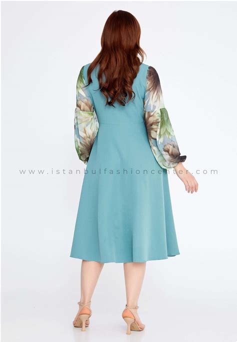 ARIA Long Sleeve Midi Crepe Column Plus Size Blue Casual Dress Aot520 20mın