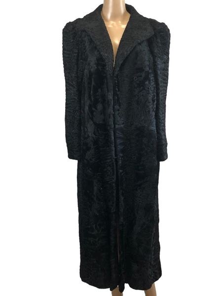 Vintage Long Black Lamb Fur Coat