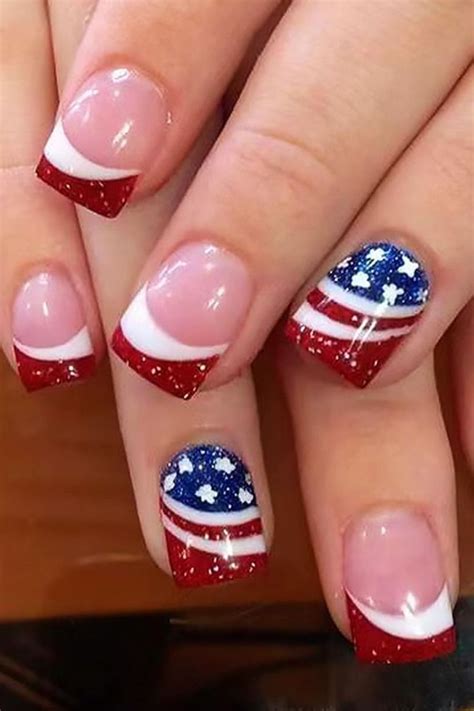 Th Of July Press On Nails Stiletto Usa Independence Day False Nails