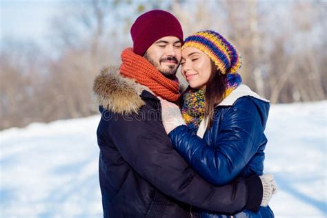 Profile Side Photo Of Young Attractive Couple Happy Positive Smile