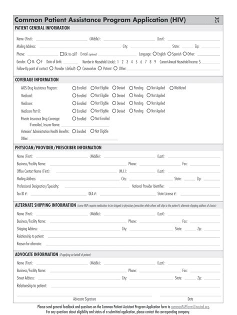 Fillable Online Hab Hrsa Common Patient Assistance Program Application