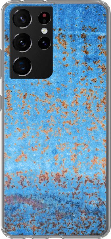 Geschikt Voor Samsung Galaxy S21 Ultra Hoesje Blauw Roest Print