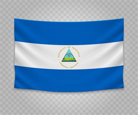 Bandera Colgante Realista De Nicaragua Vector Premium