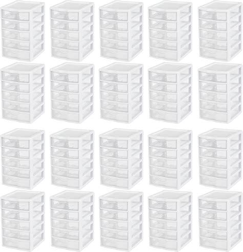 Sterilite Clearview Small Clear Plastic Stackable 5 Drawer Storage