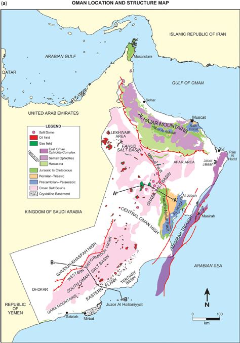 A Structural Map Of Oman Showing The Main Geological Features And