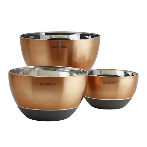 Epicurious 3 Piece Mixing Bowl Set for Baking and Cooking in 5 Qt, 2 Qt ...