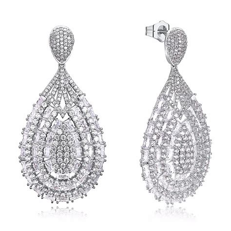 Hyperbole Water Drop Earrings Brides Elegant Luxury Aaa Cubic Zirconia Big Dangle Earring For