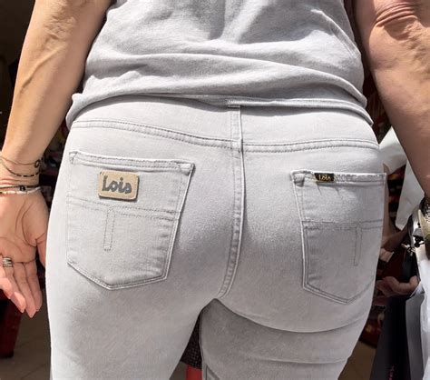 MILF With Slim Thick Ass From Many Great Different Angles Shopping With Her Son Tight Jeans
