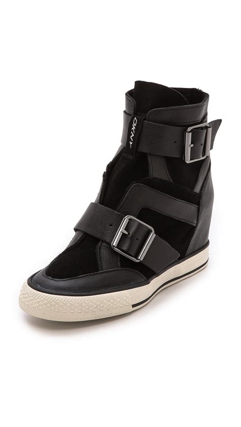 Dkny Cala Wedge Sneakers Black In Black Lyst