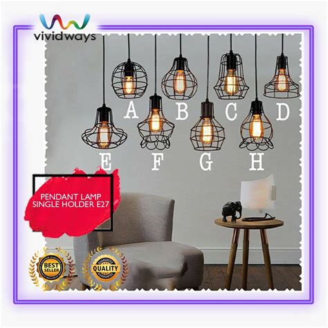 K Vividways Pendant Lamp Pendant Light Single Holder E Shopee