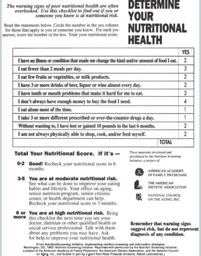 Nutritional Assessment Flashcards Quizlet