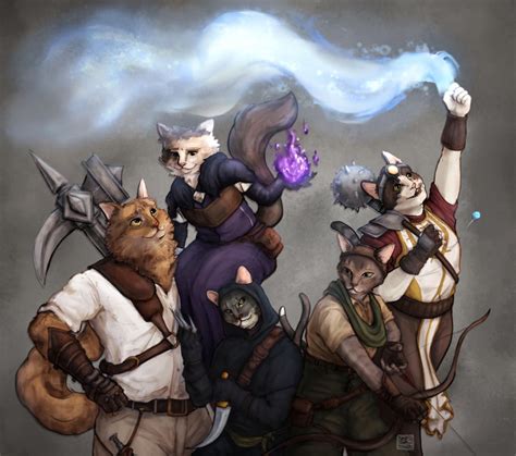 [oc] [art] client wanted his cats drawn as a dnd party : r/DnD