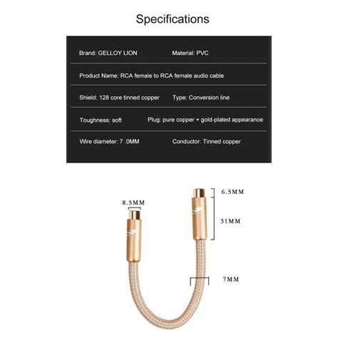 Golley Lion Aux อะแดปเตอร์สายเคเบิ้ลเสียง Rca Female To Female