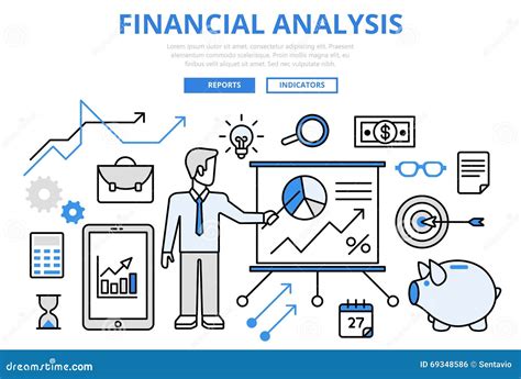 Financial Analysis Business Report Concept Flat Line Art Vector Stock Vector Illustration Of