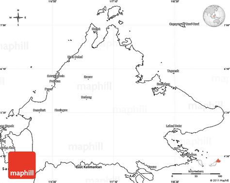 Blank Simple Map of Sabah