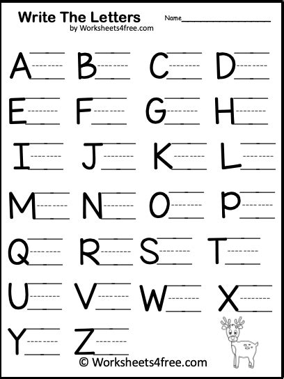 Reindeer Write the Alphabet Christmas Worksheet - Worksheets4Free