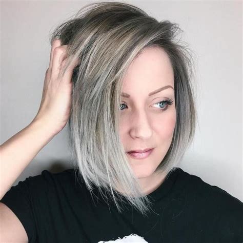 Brown Bob With Silver Blonde Balayage Modern Bob Hairstyles Medium Bob