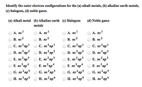 Solved: Identify The Outer Electron Configurations For The... | Chegg.com