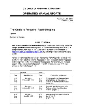 Fillable Online Opm Operating Manual Update Office Of Personnel