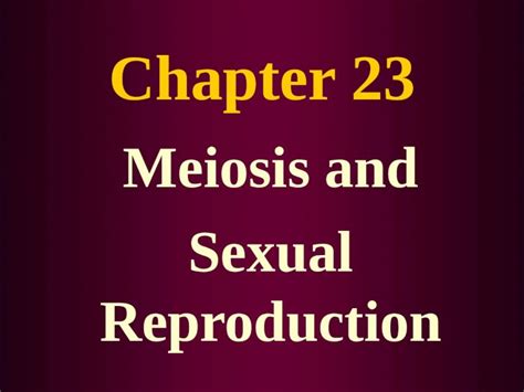 Ppt Chapter 23 Meiosis And Sexual Reproduction Asexual Reproduction