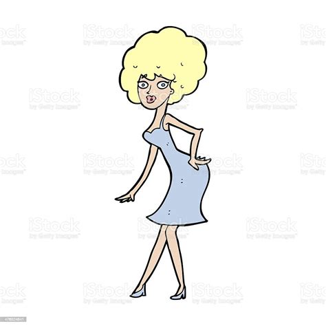 Cartoon Woman Posing In Dress Stock Illustration Download Image Now Adult Cheerful Clip