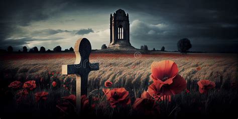 Illustration of World War One Battlefields Filled with Poppies Stock Photo - Image of generative ...