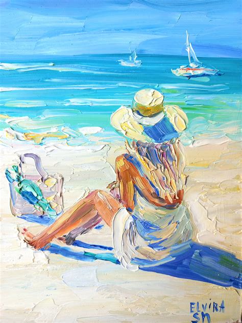 Girl Beach Painting Original Art Beach Wall Art Florida Beach Etsy