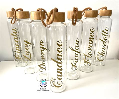 Personalised Glass Drink Bottles Etch Crafty Creations