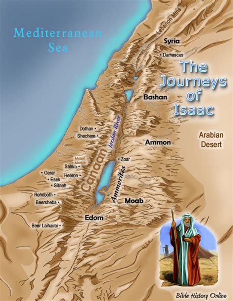 Map Of The Journeys Of Isaac Bible History Online Bible History