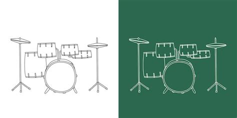 Kit De Batterie Dessin Au Trait Style Cartoon Instrument à Percussion