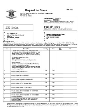 Fillable Online Purchasing Ri Request For Quote Division Of Purchases