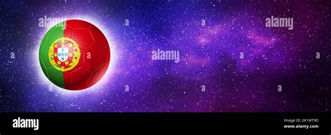 3D soccer ball with Portugal team flag, football 2022. Space background. Illustration, banner ...