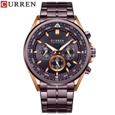 Curren Montre Bracelet De Luxe Quartz Pour Hommes En Acier Inoxydable