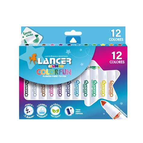 Marcadores Jumbo Escolares Redondo Lancer Colorfun Colores