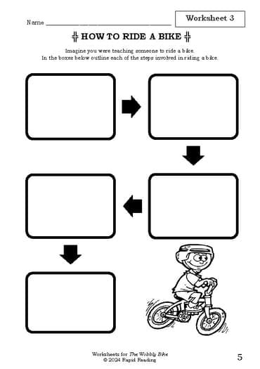 Worksheets The Wobbly Bike Darren Mccallum Craig Smith Reading