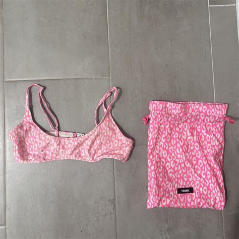 Pink Cheetah Print Triangl Bikini Top Size Small Bag Depop