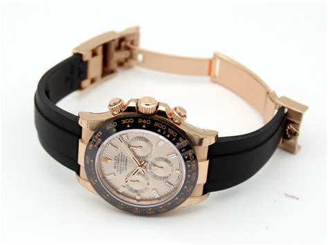 Rolex Daytona 18k Rose Gold Oysterflex Sundust Baguette Diamond Dial ...