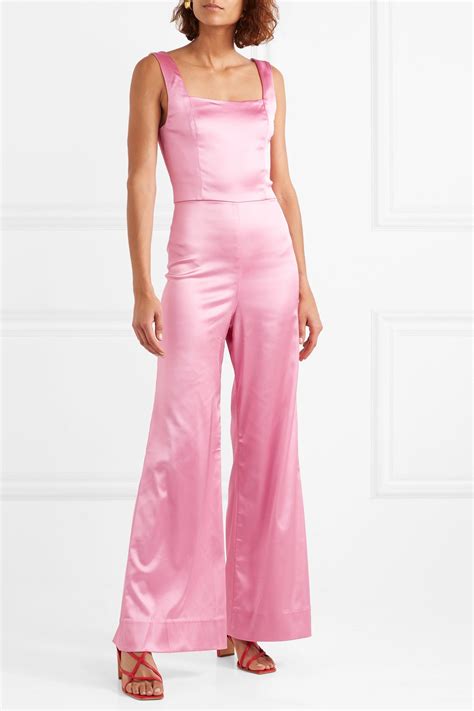 Staud Donna Stretch Satin Jumpsuit In Pink Lyst