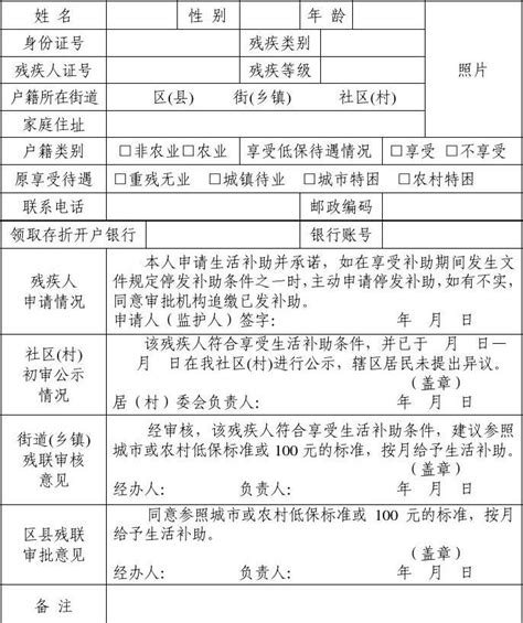 北京市残疾人生活补助表格word文档在线阅读与下载无忧文档