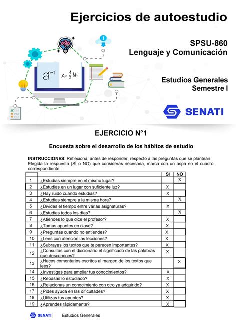 Ejercicios De Autoestudio De Lenguaje Y Comunicaci N Estudios