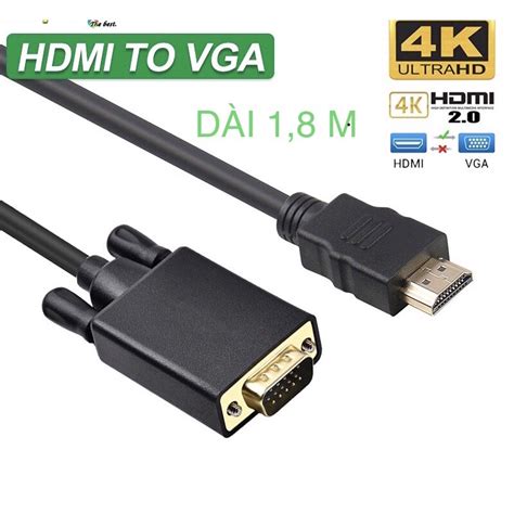 Dây Cáp Chuyển Đổi HDMI Sang VGA Dài 1 8M Tương Thích Với Máy Tính